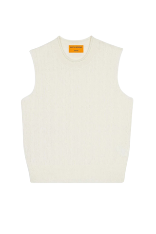 Cable Vest In Cashmere | Cream