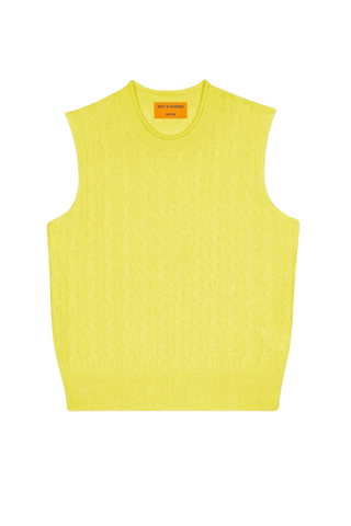 Cable Vest In Cashmere | Lemon