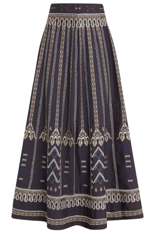 Camille Skirt Calliope Embroidery | Blue