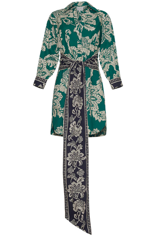 Leighton Dress | Flora Stamp Green