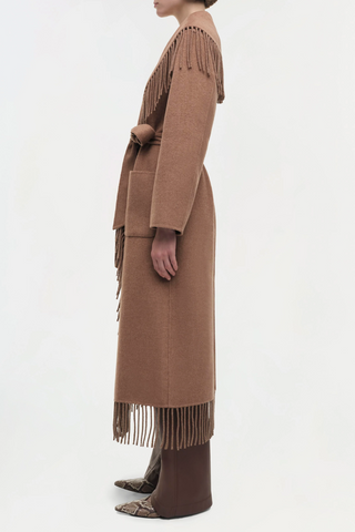 Carrie Fringe Robe Coat | Camel