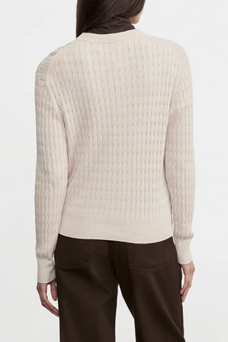 Cashmere Cotton Cable Knit Easy Crew | Ivory