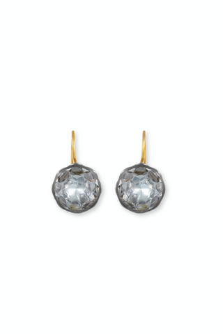 Catherine Button Earrings | Black Rhodium / White