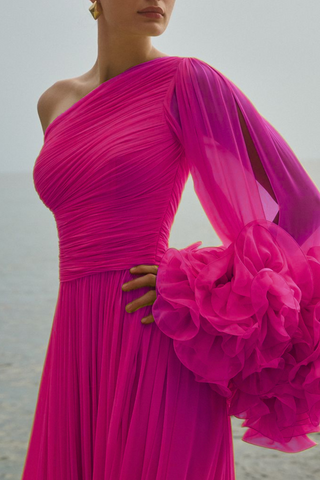 Aziza Silk Georgette Gown | Fusion Pink