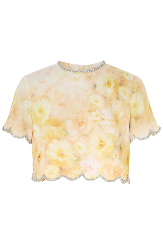 Crush Scalloped Top | Yellow Floral