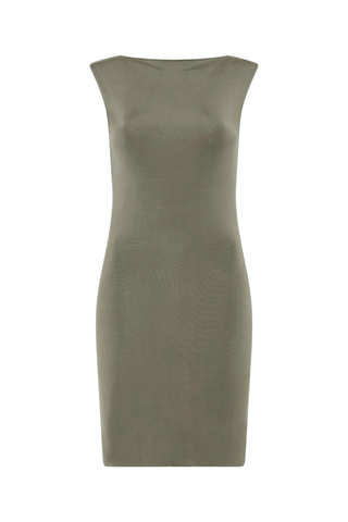 Cupro Jersey Mini Dress | Smokey Olive