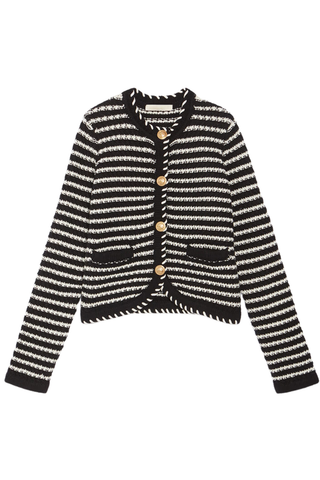 Daya Stripe Cardigan | Noir/Ecru