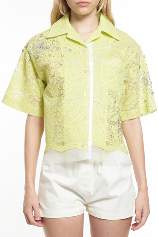 Lace Boxy Shirt | Lime