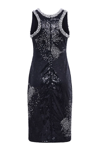 Fully Sequined Embroidered Dress | Black