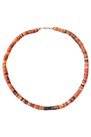 Fire Opal and Coco Shell Shark Fin Puka | 16"