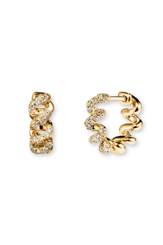 Yellow Gold Diamond Slinkee Huggie Earrings