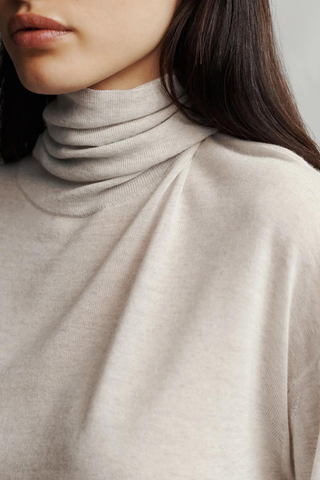 Easy T-Neck Sweater | White Heather Grey