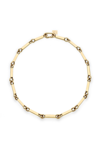 Elliot Yellow Gold Short Chain Necklace with Rectangular Links | 41cm