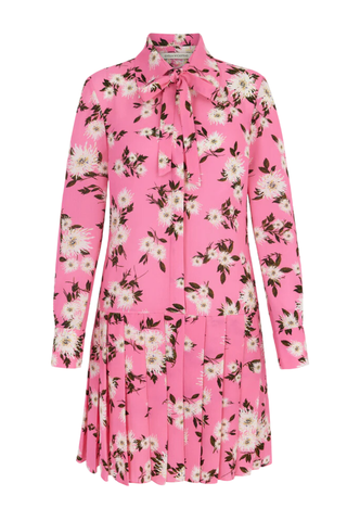 Gunnell Crepe Georgette Dress | Pink Dahlia Floral