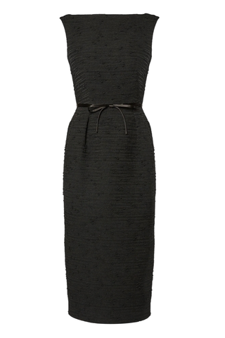 Sleeveless Midi Pencil Dress | Black Tweed