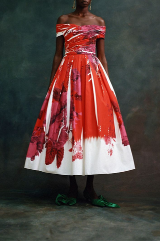Off Shoulder Full Skirt Cocktail Dress | Rose Poppy