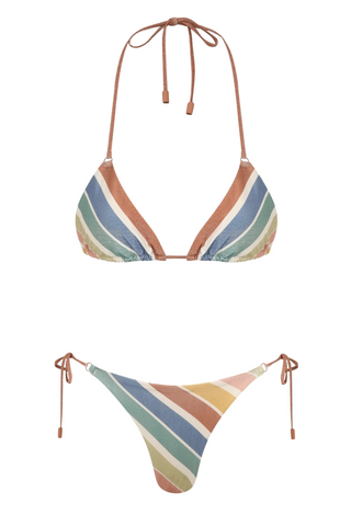 Everley Metallic Mini Tri Bikini | Multi Stripe