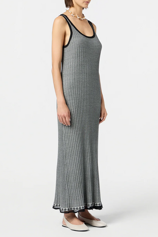 Fine Stripe Maxi Dress | Black/Cream