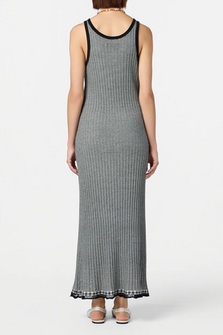 Fine Stripe Maxi Dress | Black/Cream