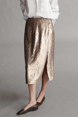 Fishscale Sequin Ladylike Skirt | Honey