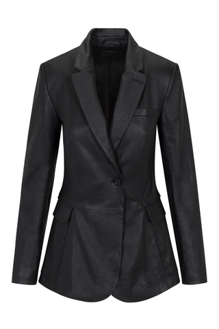 Fitted Leather Blazer | Black