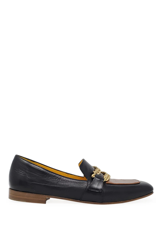 Flat Loafer | Black/Tan