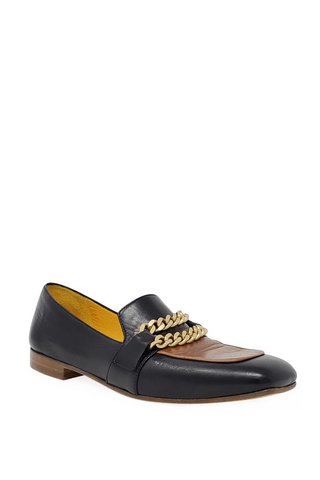 Flat Loafer | Black/Tan