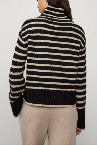 Fleur Sweater | Black/Sand Stripes