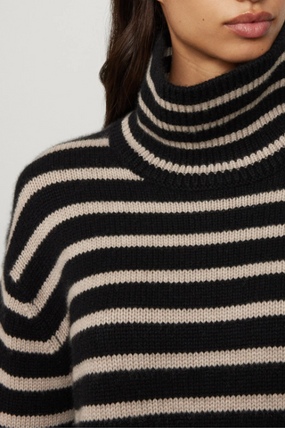 Fleur Sweater | Black/Sand Stripes