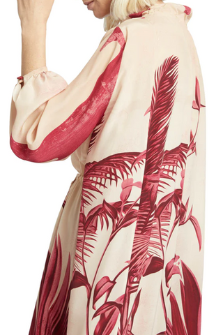 Elone Pictorial Palms Silk Dress | Palms Pink