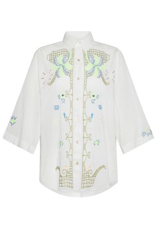 Half Sleeve Shirt in Voile With Eden Embroidery Shirt | Puro