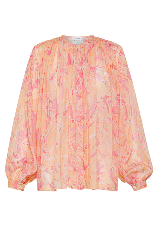 Boho Shirt in Voile With Marbeling Print | Roseo