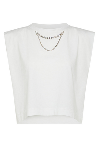 Organic Cotton Jersey And Crystal Necklace Top | Puro