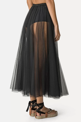 Chic Tulle Skirt With Jersey High Rise Briefs | Nero