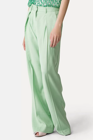 Tailored Trousers Slub Viscose & Cotton | Ice Lime
