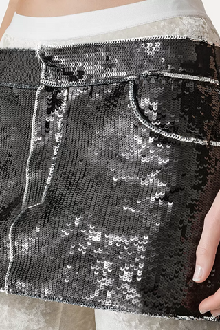 "Stardust" Sequins Mini Skirt | Noir