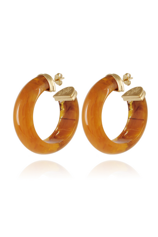 Abalone Hoop Earrings Acetate Gold | Tigers Eye
