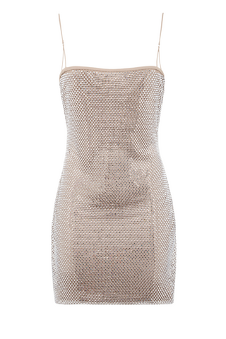 Mini Dress Studded With Square Crystals
