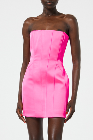 Sleeveless Mini Dress In Satin | Hot Pink
