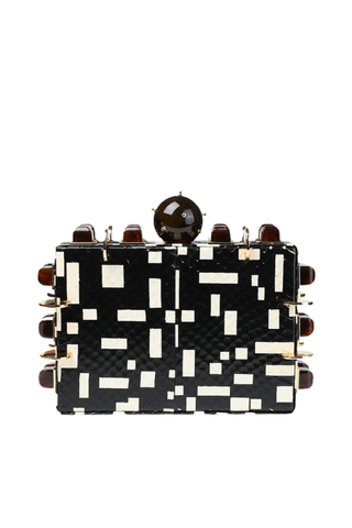 The Graphic Chest Clutch | Printed Snake White