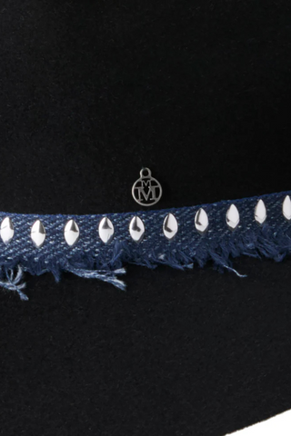 Henrietta Fringed Ribbon Felt Fedora Hat | Black