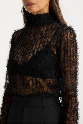 Textured Sheer Top | Black