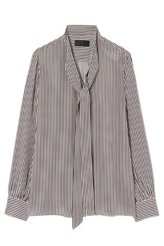 Irina Blouse | Ivory/Brown/Navy Stripe