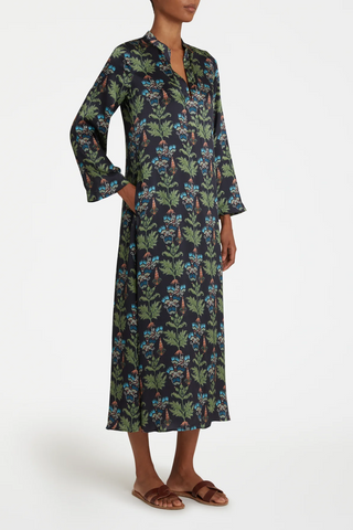 Jenna Caftan Persian Botanic Silk | Blue