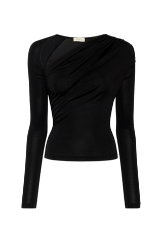 Jersey Asymmetrical Ruched Top | Black