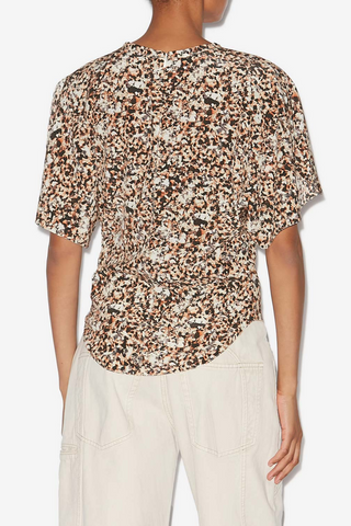 Karlita Printed Stretch Top | Ochre / Ecru