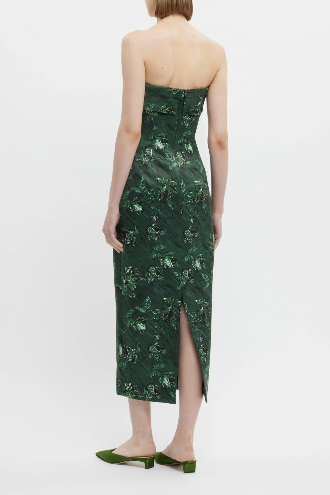 Keeley Dress | Green Roses On Marble Print Taffeta Faille Valentines Austin Keeley Dress | Green Roses On Marble Print Taffeta Faille Valentines Austin