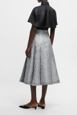 Kensie Skirt | Silver Metallic Seersucker