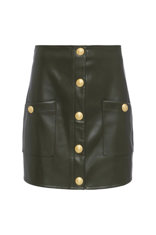 Truman Vegan Leather Mini Skirt | Army