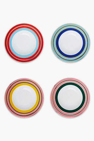 Soup And Dinner Plate Set Of 4 Rainbow Mix